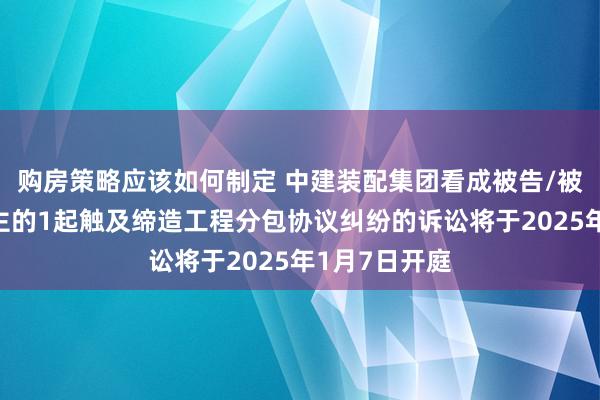 购房策略应该如何制定 中建装配集团看成被告/被上诉东说念主的