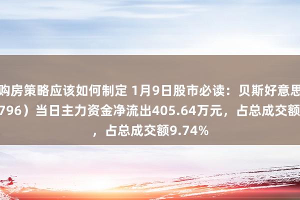 购房策略应该如何制定 1月9日股市必读：贝斯好意思（300796）当日主力资金净流出405.64万元，占总成交额9.74%