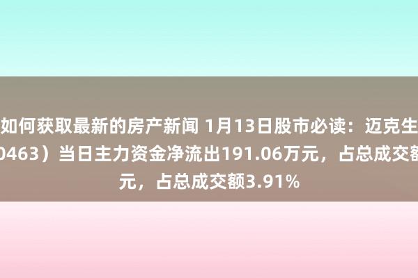 如何获取最新的房产新闻 1月13日股市必读：迈克生物（300