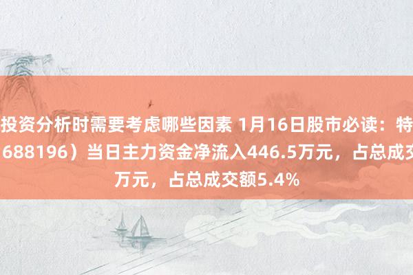 投资分析时需要考虑哪些因素 1月16日股市必读：特地新能（688196）当日主力资金净流入446.5万元，占总成交额5.4%