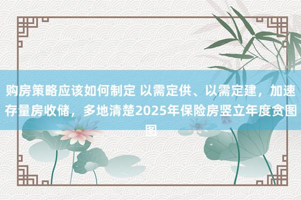 购房策略应该如何制定 以需定供、以需定建，加速存量房收储，多地清楚2025年保险房竖立年度贪图