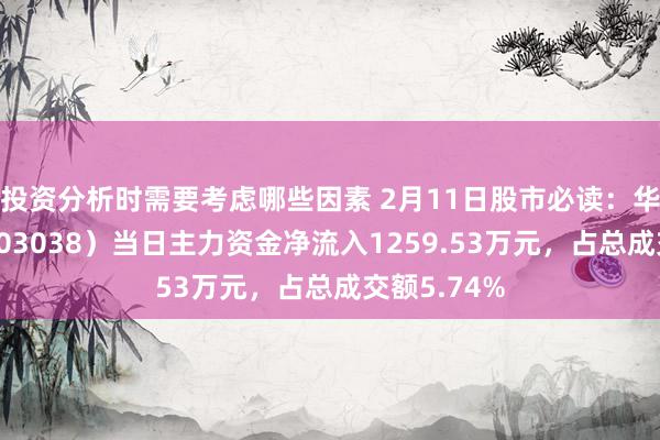 投资分析时需要考虑哪些因素 2月11日股市必读：华立股份（603038）当日主力资金净流入1259.53万元，占总成交额5.74%