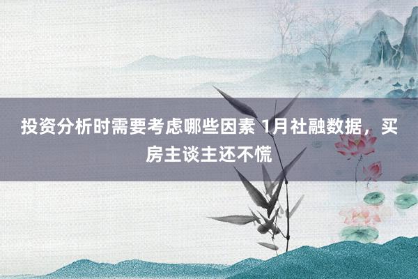 投资分析时需要考虑哪些因素 1月社融数据，买房主谈主还不慌