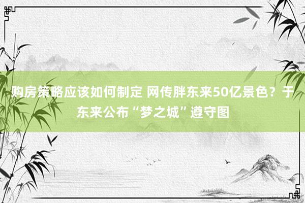 购房策略应该如何制定 网传胖东来50亿景色？于东来公布“梦之城”遵守图