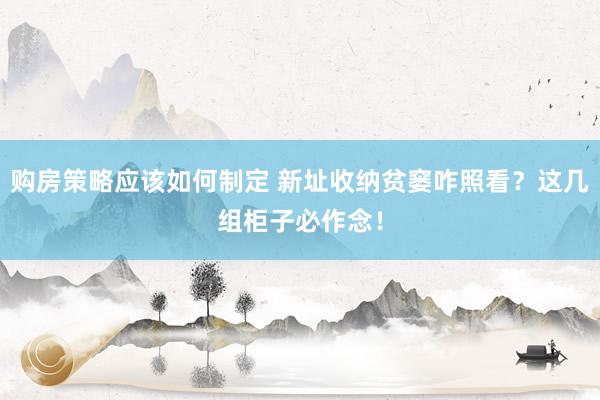 购房策略应该如何制定 新址收纳贫窭咋照看？这几组柜子必作念！